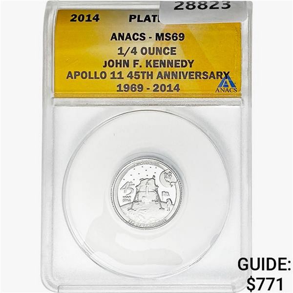 2014 1/4oz. Platinum JFK Apollo 11 Medal ANACS MS69