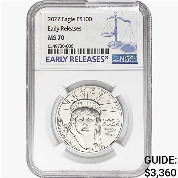 2022 1oz. Platinum $100 Eagle NGC MS70 ER
