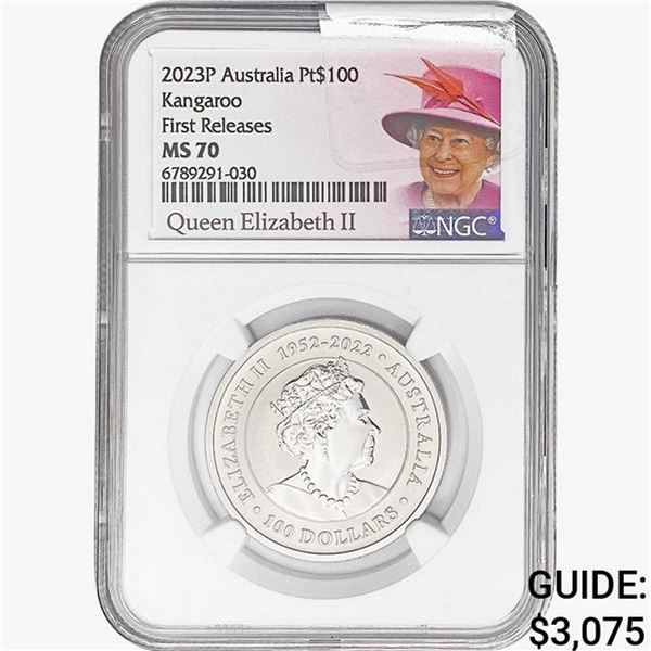 2023P 1oz. Pt $100 Australia Kangaroo NGC MS70 FR