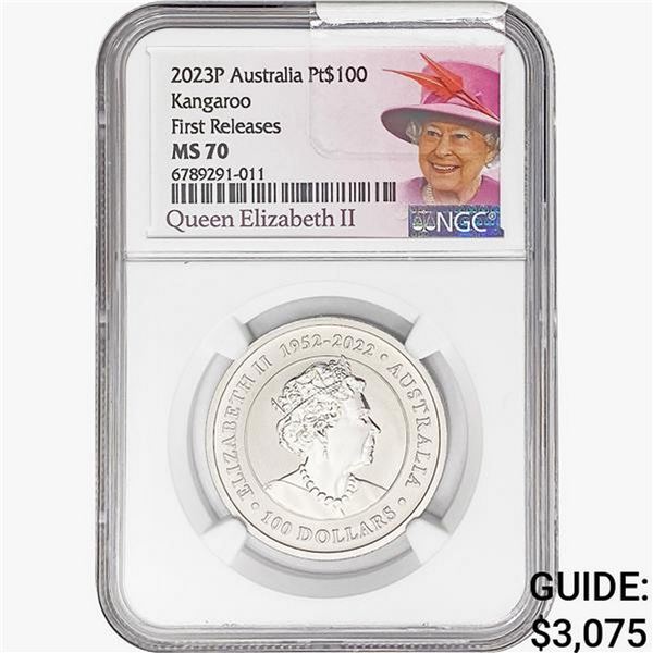 2023P 1oz. Pt $100 Australia Kangaroo NGC MS70 FR