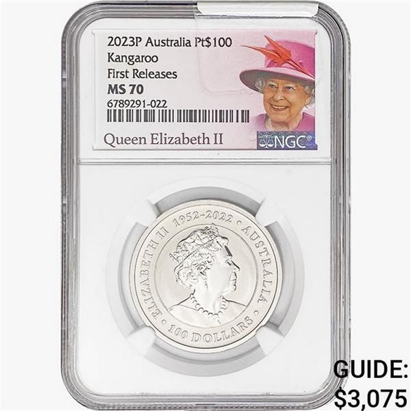 2023P 1oz. Pt $100 Australia Kangaroo NGC MS70 FR