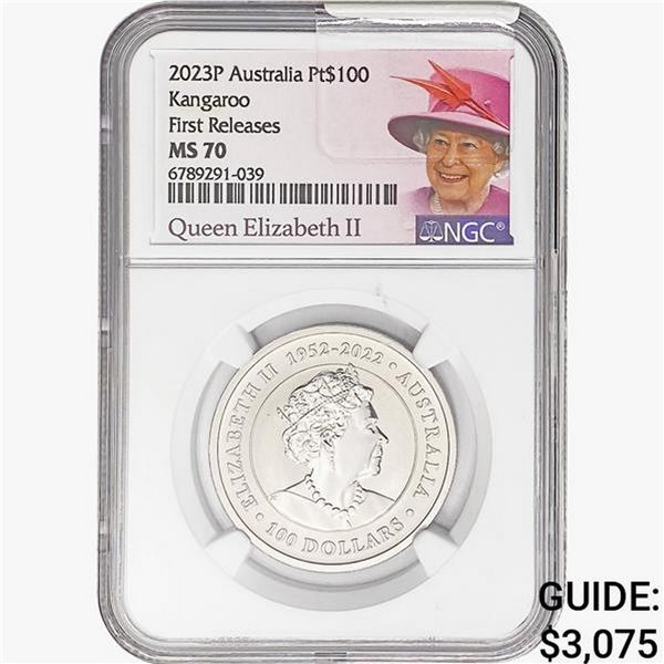 2023P 1oz. Pt $100 Australia Kangaroo NGC MS70 FR