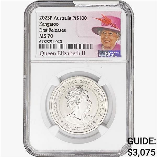 2023P 1oz. Pt $100 Australia Kangaroo NGC MS70 FR