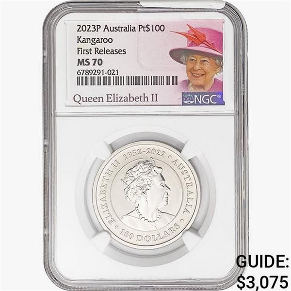 2023P 1oz. Pt $100 Australia Kangaroo NGC MS70 FR