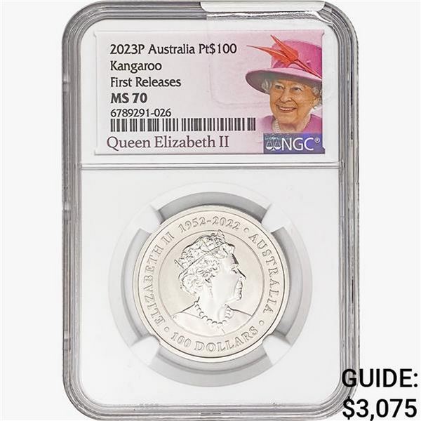 2023P 1oz. Pt $100 Australia Kangaroo NGC MS70 FR