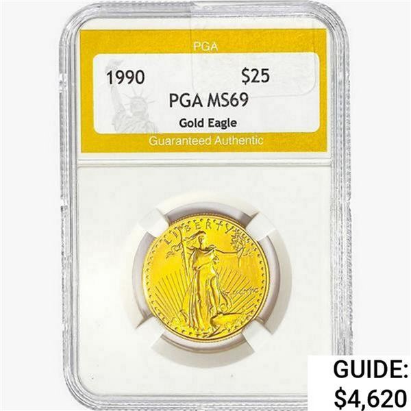 1990 $25 1/2oz. American Gold Eagle PGA MS69