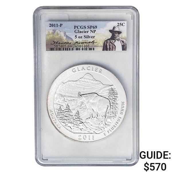 2011-P 5oz. Silver 25C Glacier NP PCGS SP69