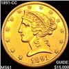 1891-CC $5 Gold Half Eagle UNCIRCULATED