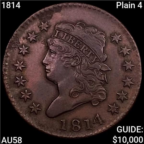 1814 Plain 4 Classic Head Large Cent CHOICE AU