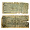 Image 2 : [2]1864 $10 & $20 Confederate States Note