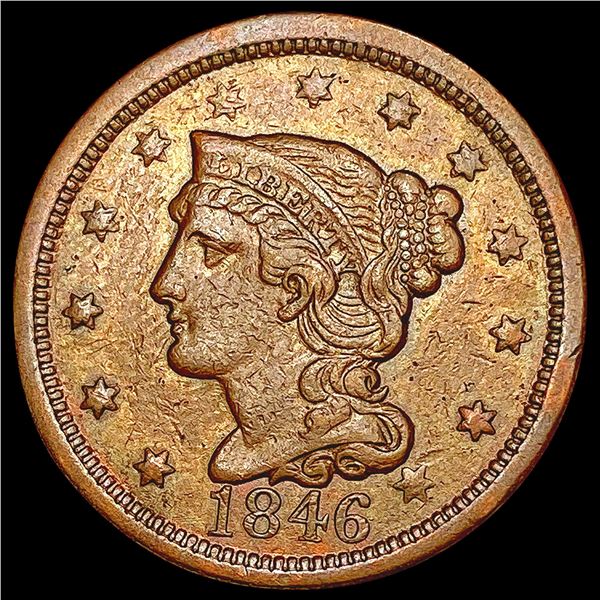 1846 Tall Date Braided Hair Cent CLOSELY UNCIRCULATED