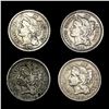 Image 1 : (4) Three Cent Nickels LIGHTLY CIRCULATED