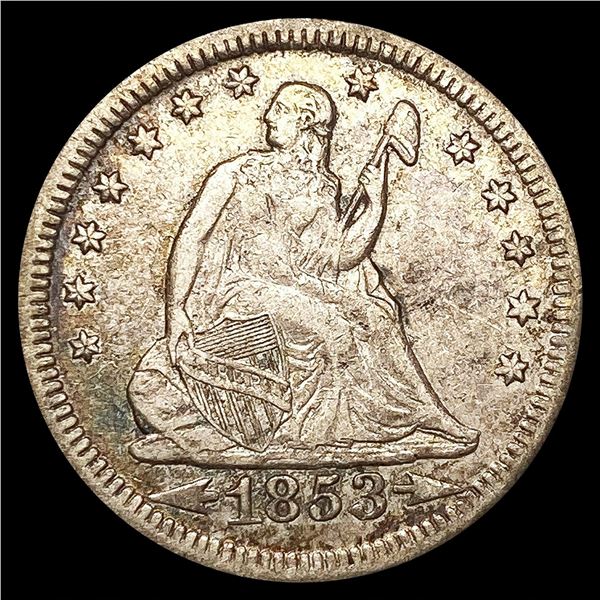 1853 Arws & Rays Seated Liberty Quarter LIGHTLY CIRCULATED
