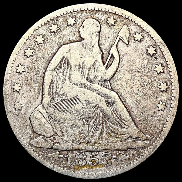 1853 Arws & Rays Seated Liberty Half Dollar NICELY CIRCULATED
