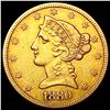 Image 1 : 1880-S $5 Gold Half Eagle CLOSELY UNCIRCULATED