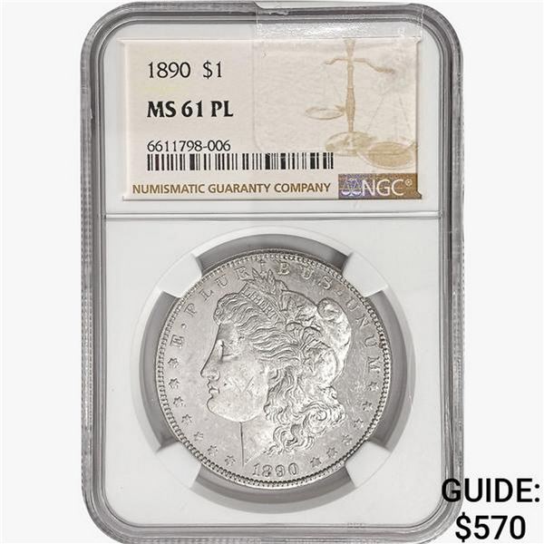 1890 Morgan Silver Dollar NGC MS61 PL