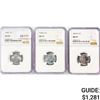 1943 [D,S] Set of 3 Wheat Cent NGC MS67