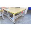 Image 2 : ULINE WOOD TOP METAL FRAME MOBILE HEIGHT ADJUSTABLE PACKING TABLE WITH HALF BOTTOM SHELF