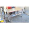 Image 2 : ULINE WOOD TOP METAL FRAME MOBILE HEIGHT ADJUSTABLE PACKING TABLE WITH HALF BOTTOM SHELF