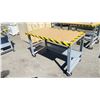 Image 2 : ULINE WOOD TOP METAL FRAME MOBILE HEIGHT ADJUSTABLE PACKING TABLE WITH HALF BOTTOM SHELF