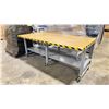 Image 2 : ULINE WOOD TOP METAL FRAME MOBILE HEIGHT ADJUSTABLE PACKING TABLE WITH FULL BOTTOM SHELF