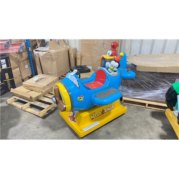 WOODY THE WOODPECKER & CHILLY WILLY AIRPLANE COIN OPERATED CHILDREN'S RIDE