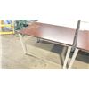 Image 2 : BROWN WOODEN TOP TABLE WITH METAL LEGS 4'W X 2'D X 2.5'H