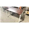 Image 2 : BROWN WOODEN TOP TABLE WITH METAL LEGS 4'W X 2'D X 2.5'H