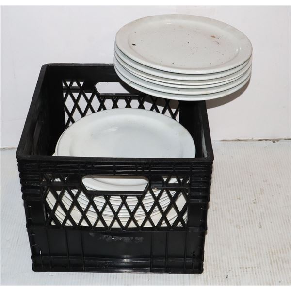 BLACK MILK CRATE FULL OF RESTAURANT DISHES