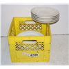 Image 1 : YELLOW MILK CRATE FULL OF RESTAURANT DISHES