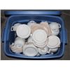 Image 1 : TOTE OF MATCHING BUFFALO CREAM WHITE SAUCERS AND COFFEE CUPS