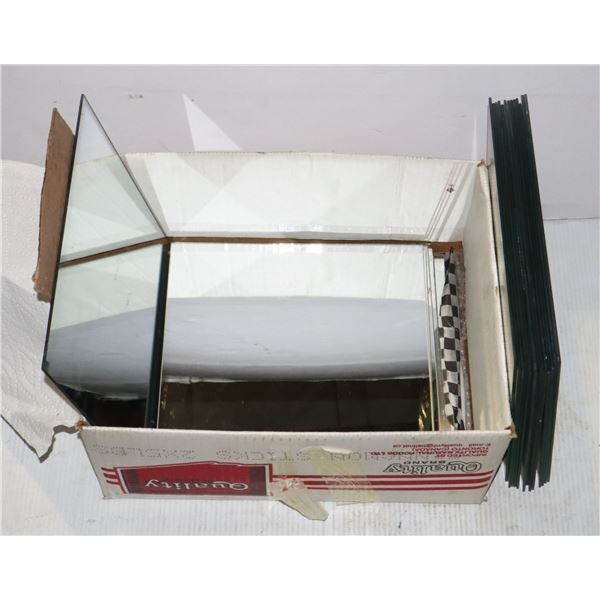 BOX OF WALL MOUNT MIRROR TILES, APPROX 12" X 12"
