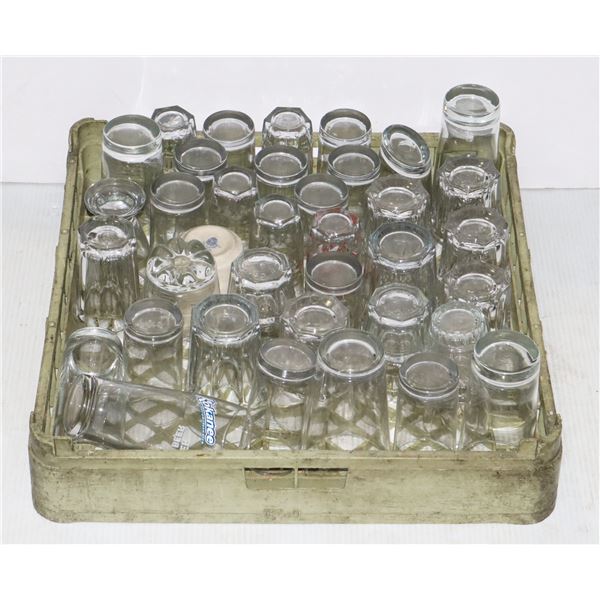 COMMERCIAL DISHWASHER RACK FULL OF RESTAURANT
