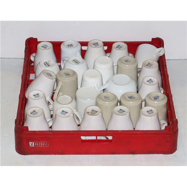 COMMERCIAL DISHWASHER RACK FULL OF RESTAURANT