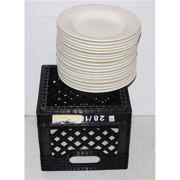 BLACK MILK CRATE FULL OF RESTAURANT PLATES
