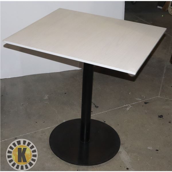 WHITE TOP (WOOD) TABLE WITH STEEL BASE