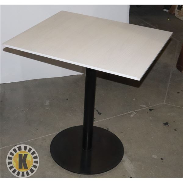 WHITE TOP (WOOD) TABLE WITH STEEL BASE