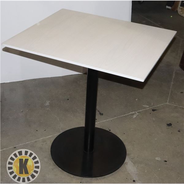 WHITE TOP (WOOD) TABLE WITH STEEL BASE