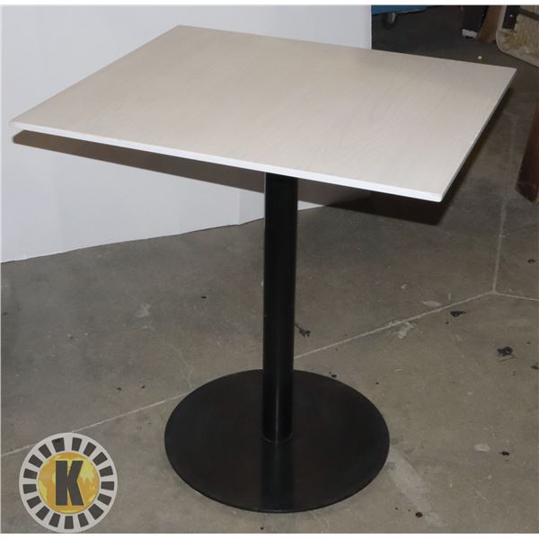 WHITE TOP (WOOD) TABLE WITH STEEL BASE