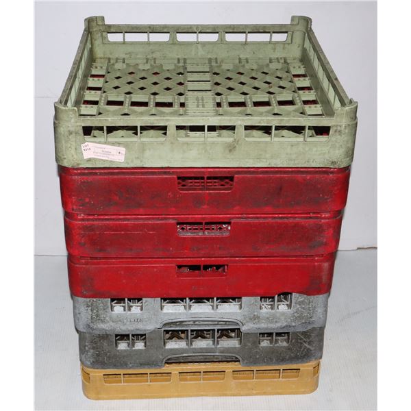 STACK OF 7 COMMERCIAL DISHWASHER RACKS