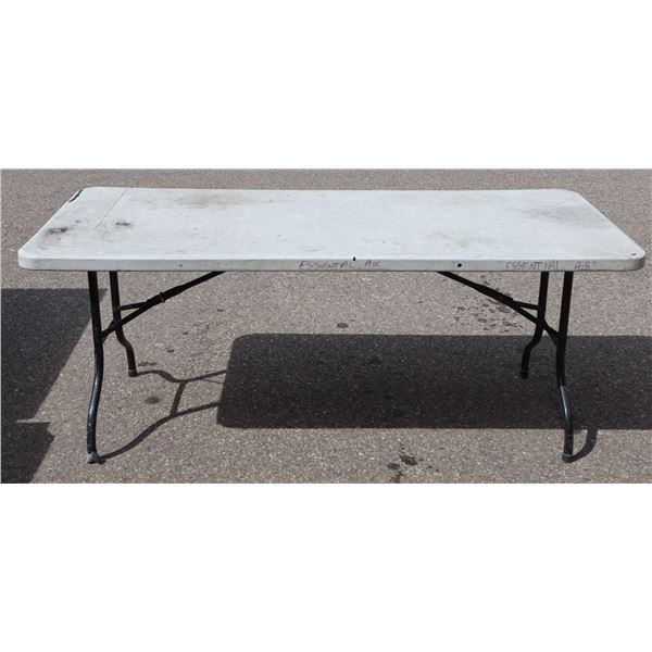6' X 30  FOLDING LEG WORK TABLE. TOP IN ROUGH