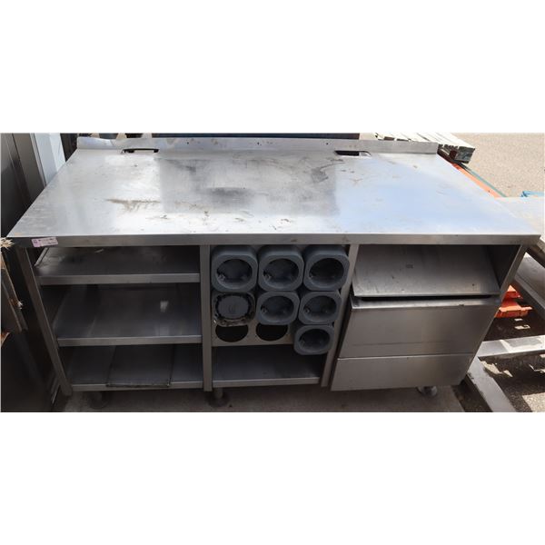 STAINLESS STEEL WORKSTATION WITH CUP DISPENSERS