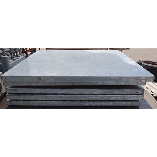 LOT OF 5 METAL LINED WOOD TABLE TOPS