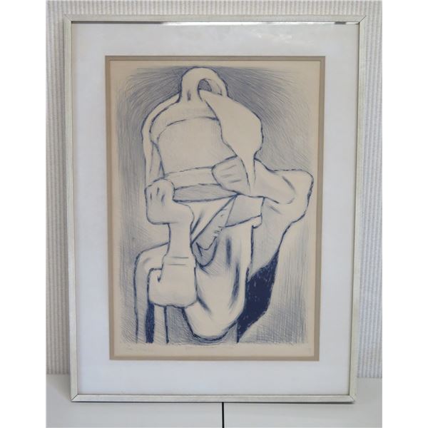 Jean Charlot 1958 Lithograph 14/33, Woman w/ Basket Signed by Artist, Framed 22" x 29" (frame size)