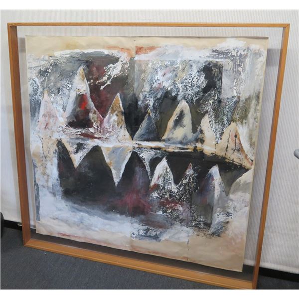 Very Large Original Painting, Ambivalence, Mountain by Jianjie Ji, Shadowbox Frame 61" x 61"