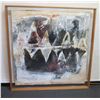 Image 2 : Very Large Original Painting, Ambivalence, Mountain by Jianjie Ji, Shadowbox Frame 61" x 61"