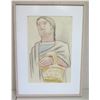 Image 1 : Jean Charlot, Female Figure w/ Basket, Signed by Artist, Framed 18.5" X 25.5" (frame size)