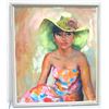 Image 1 : Original Oil Painting on Canvas, Woman w/ Hat, Signed Cutler, Framed 25.5" x 30" (frame size)
