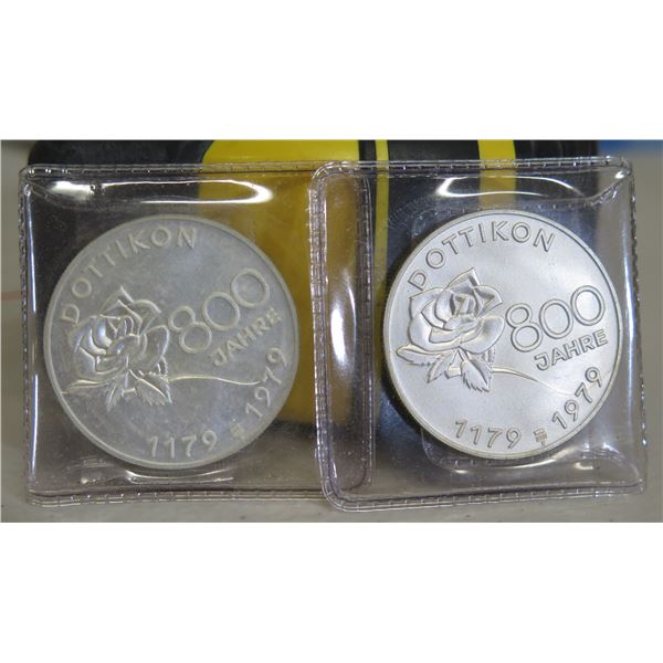 Qty 2 Dottikon 800 Jahre (800 year) 1179-1979 Coins