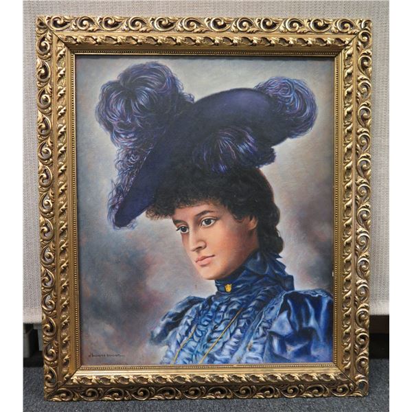 Original Oil Painting On Canvas, Princess Kaiulani, Signed D. Bowes Bowen 25.5" x 29.5" (frame size)